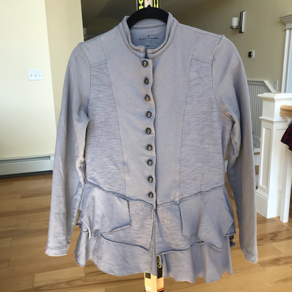 Neon Buddha Long Sleeve Gray Button Down